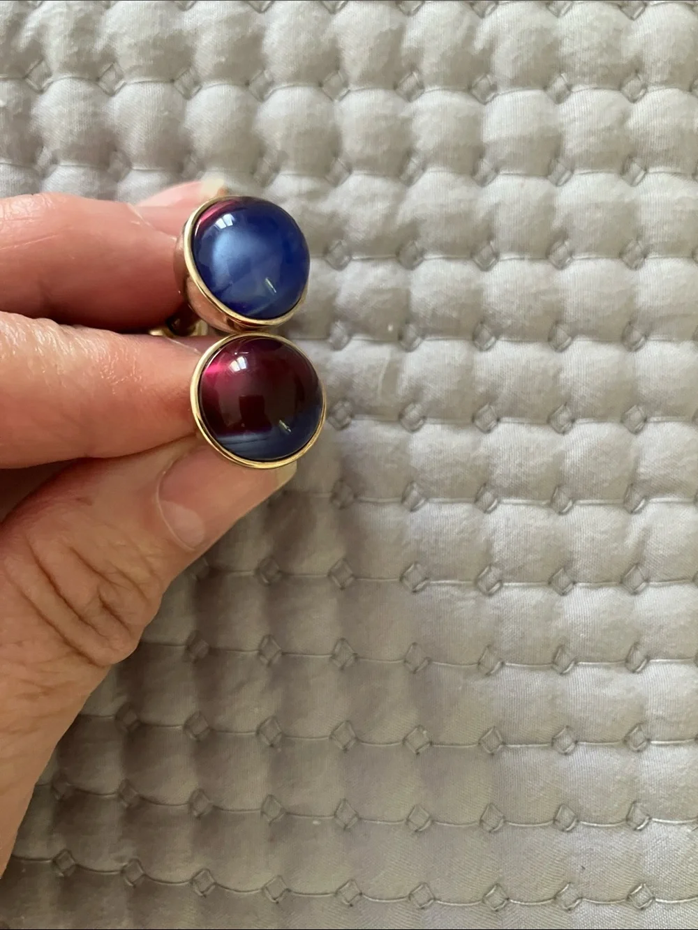 Gold-Tone Red & Blue Glass Ball Cufflinks